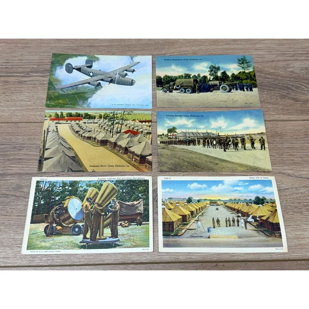 WWII US Army Military Scenes Postcards - Lot of 6 - Unused Never Mailed